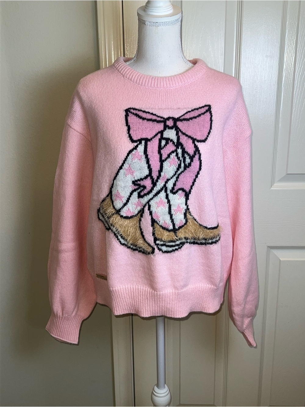 SIMPLY SOUTHERN Cowboy Boots Graphic Fuzzy Sweater